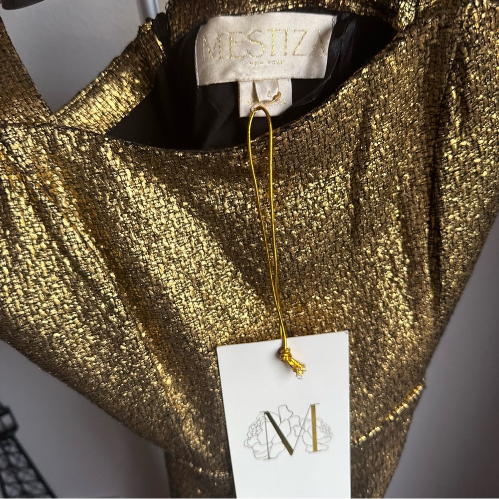 NWT Mestiza New York Jody Midi Gold Dress Sz 4 - Picture 10 of 14